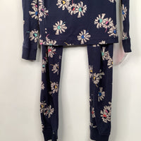 Size 10 (140): Hanna Andersson Dark Blue Floral 2pc PJs