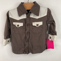 Size 6-12m: Kate Quinn Brown/White Long Sleeve Button Up Shirt