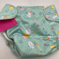 Size OS: Lil Helper Light Blue Colorful Rainbow Diaper Cover
