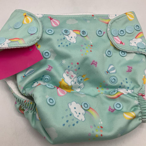 Size OS: Lil Helper Light Blue Colorful Rainbow Diaper Cover