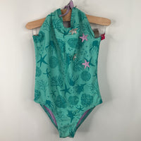 Size 7-8: Cat & Jack Blue Green Sea Theme 1pc Swimsuit