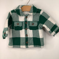 Size 3-6m: Gap Green/White Checkered Button-Up Coat