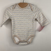 Size 0-3m: Rabbit + Bear Tan/Grey Polka Dots Long Sleeve Onesie