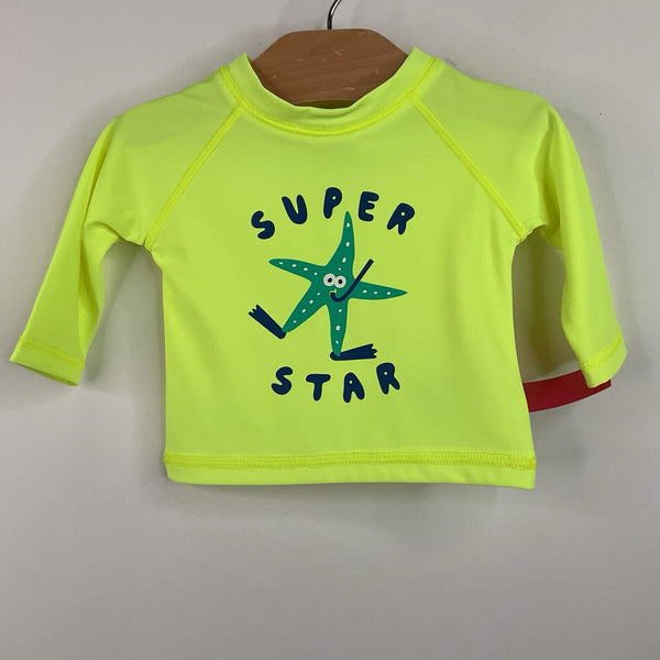Size 0-3m: Old Navy Neon Yellow "Surf Star" Long Sleeve Swim Shirt
