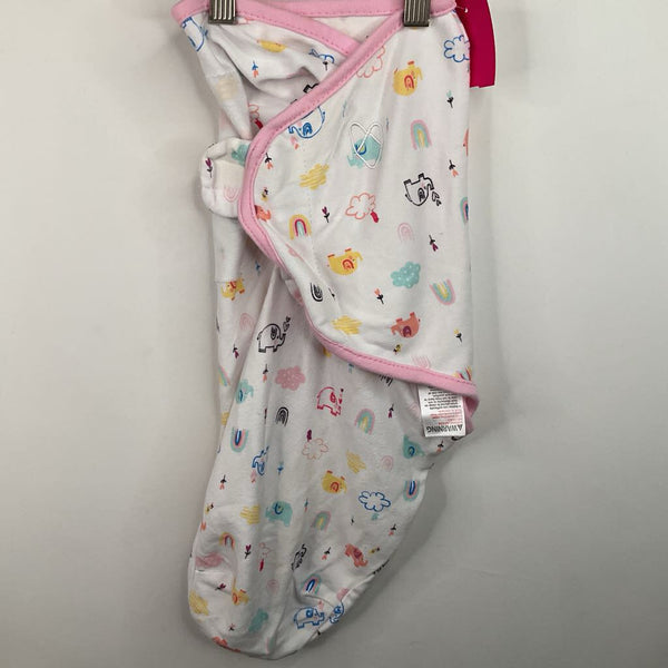 Size S: Summer White/Pink Animal Print Swaddle