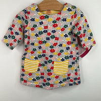 Size 3-6m: Baby Boden Grey/Colorful Floral Cozy Long Sleeve Dress