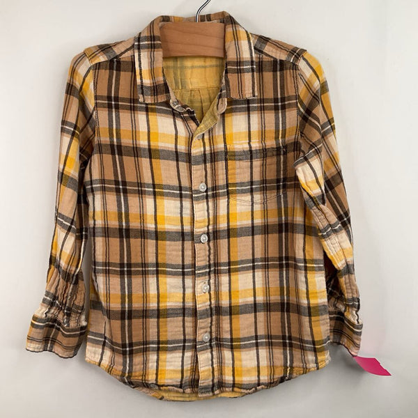Size 5: Gap Yellow Plaid Collared Button-Up Long Sleeve Shirt