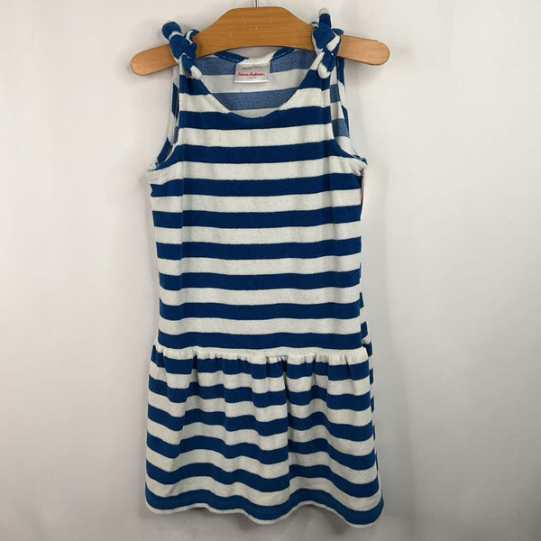 Size 6-7 (120): Hanna Andersson Blue/White Striped Terry Cloth Tank Dress