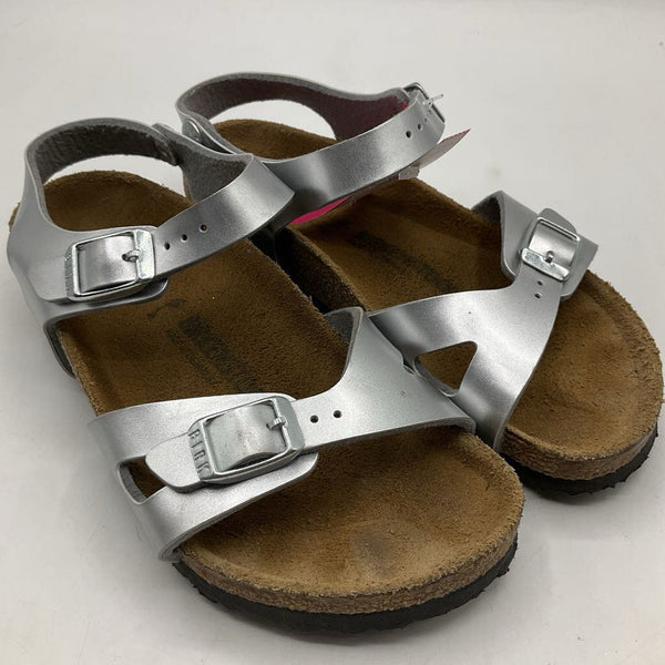 Size 12: Birkenstock Silver Buckle Strap Sandals