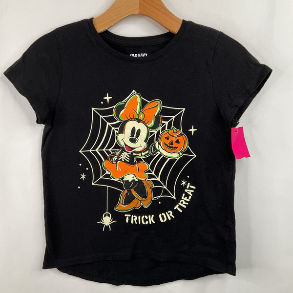 Size 10-12: Old Navy Black/Orange Minnie Mouse Cobweb Print T-Shirt