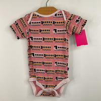 Size 0-3m: Kickee Pants Pink/Orange Train Print Onesie