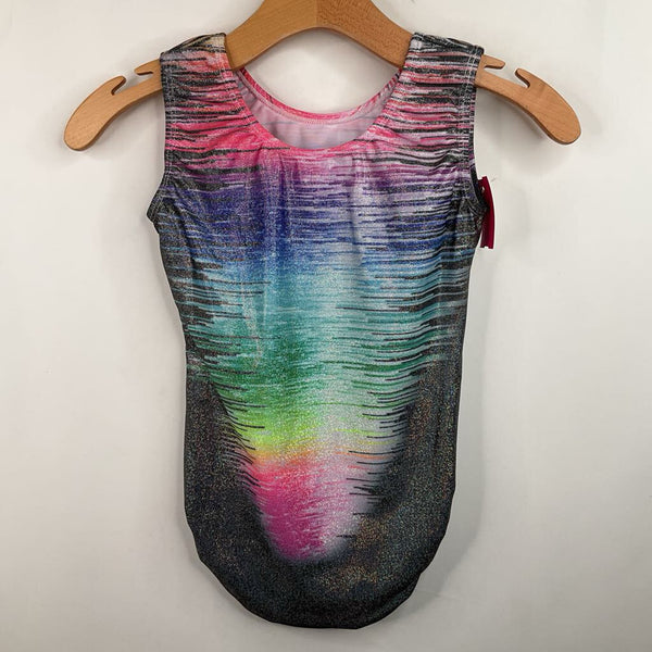 Size 12: Black/Colorful Shimmery Tank Leotard