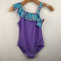 Size 9: Speedo Purple/Blue Dots 1pc Swimsuit