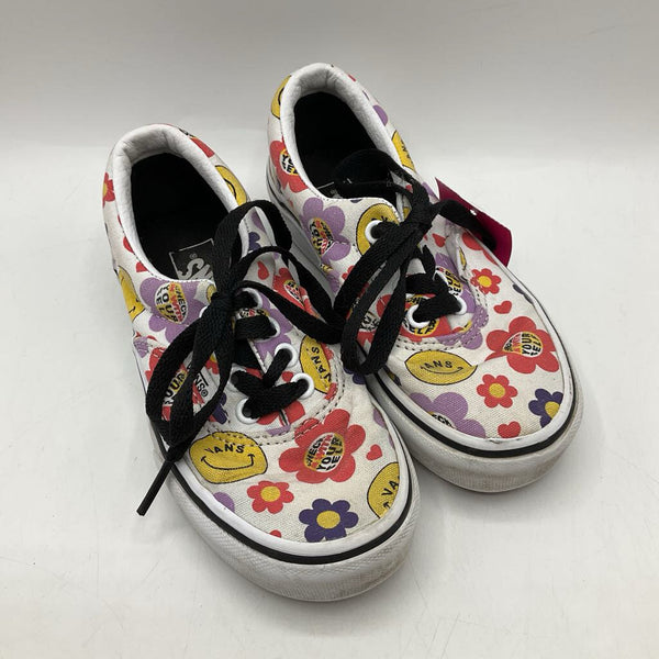 Size 12: Vans White/Colorful Floral Lace-Up Sneakers