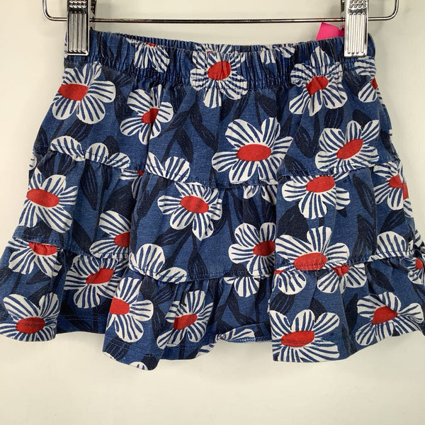 Size 4 (100): Hanna Andersson Blue/Red Floral Skort