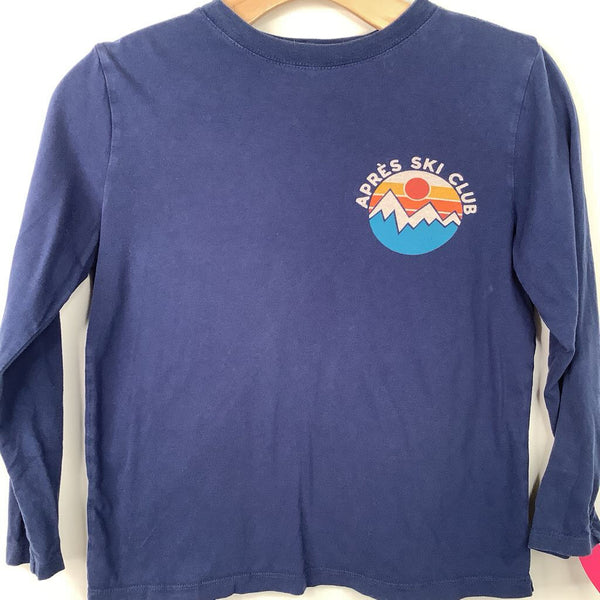 Size 8 (130): Hanna Andersson Blue "Apres Ski Club" Long Sleeve Shirt