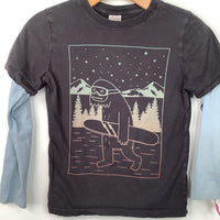 Size 8 (130): Hanna Andersson Grey Snowboard Yeti Long Sleeve Shirt