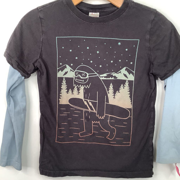 Size 8 (130): Hanna Andersson Grey Snowboard Yeti Long Sleeve Shirt