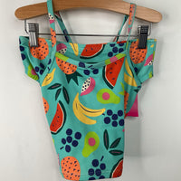 Size 10 (140) :Hanna Andersson Blue/Colorful Fruit 2pc Swim Suit