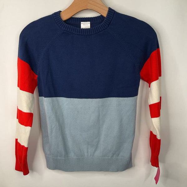 Size 8 (130): Hanna Andersson Blue/Red Color Block Knitted Sweater