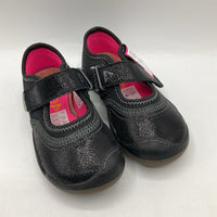 Size 8: Plae Black Shimmery Velcro Strap Shoes