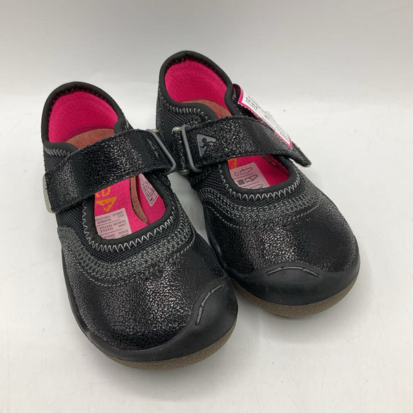 Size 8: Plae Black Shimmery Velcro Strap Shoes