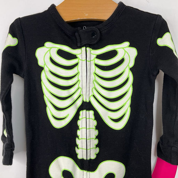 Size 12-18m: Gap Black/Green Neon Skeleton 1pc PJs