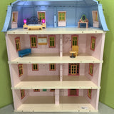 Playmobil Pink/Blue Dollhouse W/ Extra Floor & Assorted Accessories *As Is