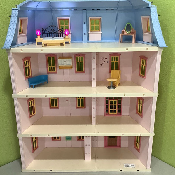Playmobil Pink/Blue Dollhouse W/ Extra Floor & Assorted Accessories *As Is