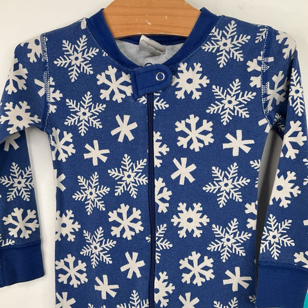 Size 3 (90): Hanna Andersson Blue/White Snowflakes 1pc PJs