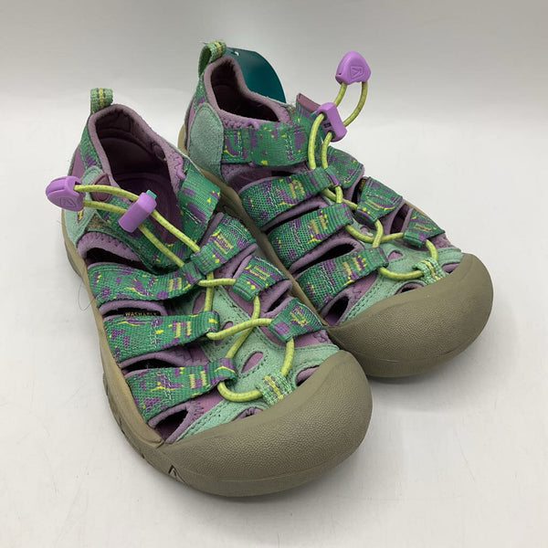 Size 1Y: Keens Purple/Green Toggle/Velcro Strap Sandals