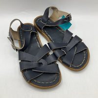 Size 1Y: Salt Water Dark Blue Buckle Strap Sandals