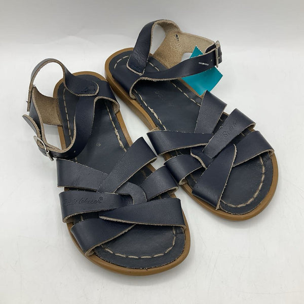 Size 1Y: Salt Water Dark Blue Buckle Strap Sandals
