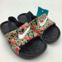 Size 8: Nike Black Cherry Print Back Strap Slides