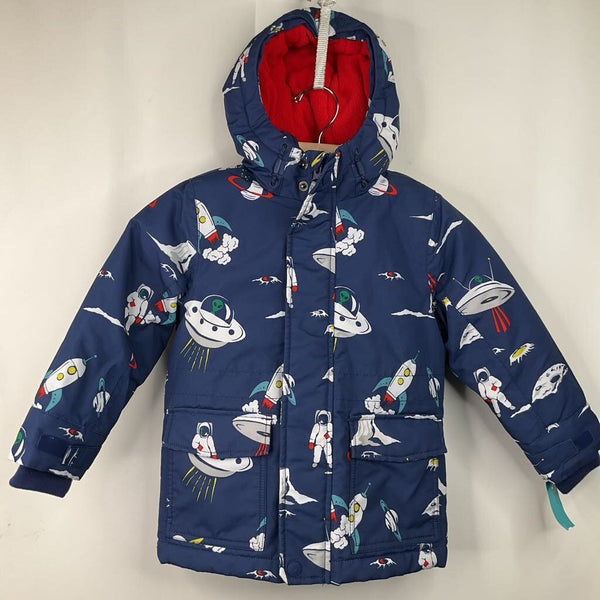 Size 3-4: Boden Blue/Red Space Print Zip-Up Winter Coat
