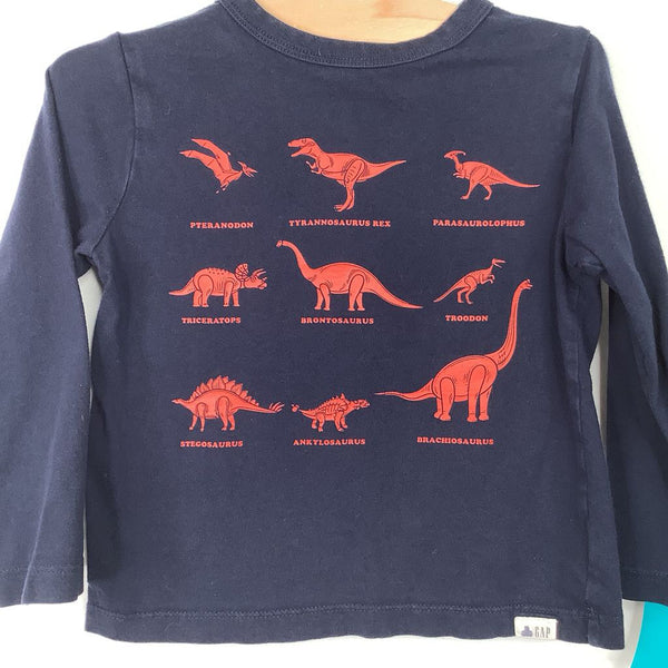 Size 4: Gap Dark Blue/Red Dinosaur Long Sleeve Shirt