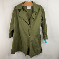 Size 6: Zara Green Button-Up Coat