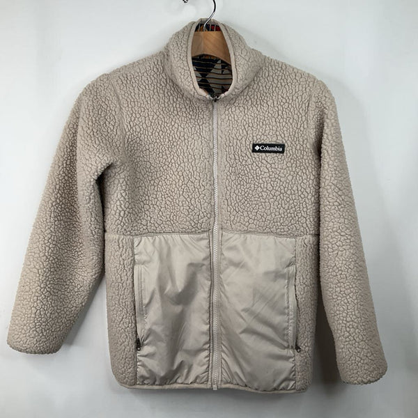 Size 10-12: Columbia Colorful Abstract/Creme Fuzzy Reversible Coat