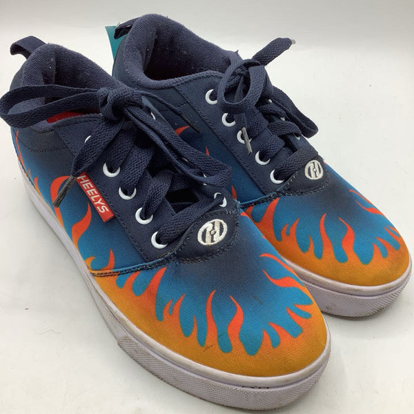 Size 5Y: Heelys Blue/Orange Flames Lace-Up Rolling Shoes