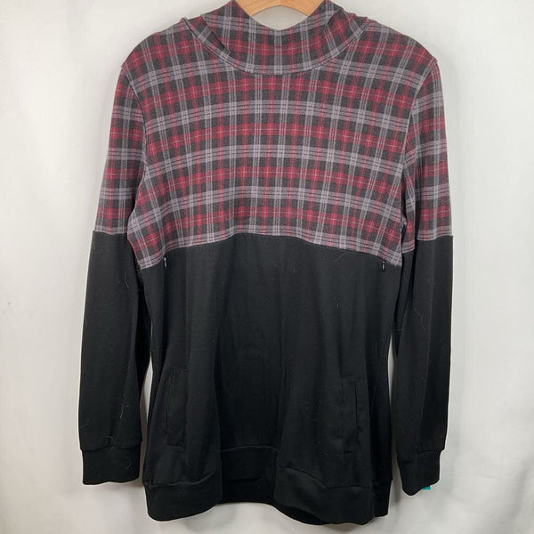 Size L: Smallshow Red/Grey Plaid Nursing Hoodie