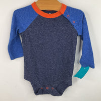 Size 3-6m: Primary 2 Tone Blue Long Sleeve Shirt