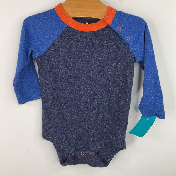 Size 3-6m: Primary 2 Tone Blue Long Sleeve Shirt