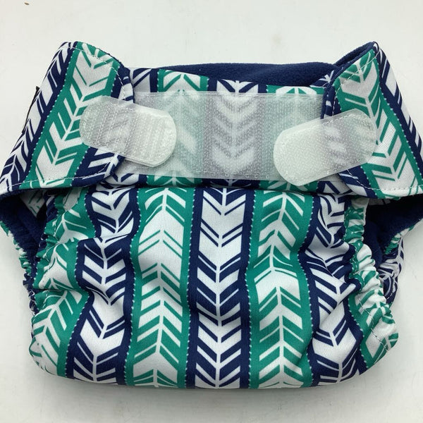 Size O/S: Imagine Blue/Green Arrow Adjustable Velcro/Snap Diaper