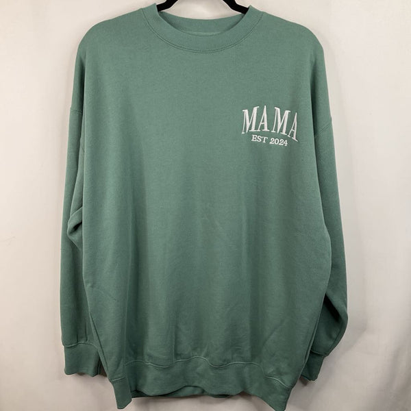 Size M: Love Green "Mama" Sweater