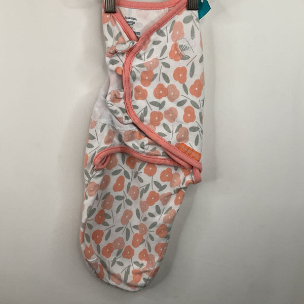 Size S: Swaddle Me Pink/White/Grey Floral Swaddle