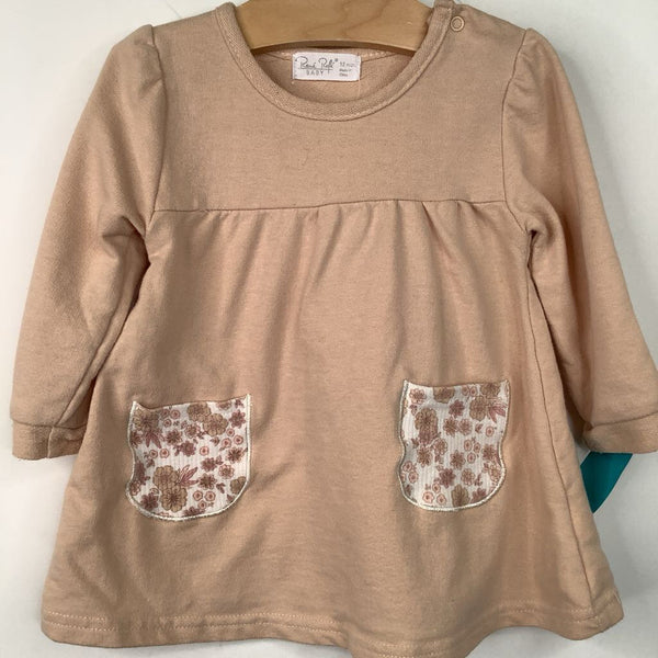 Size 12m: Rene Rafe Creme Floral Cozy Long Sleeve Dress