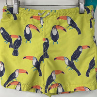 Size 4-5: Mini Boden Yellow Toucan Print Swim Trunks