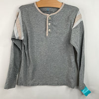 Size 6-7: Crewcuts Grey/Creme Trim Long Sleeve Shirt