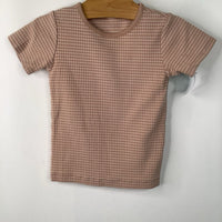 Size 3-4: Tan/White Checkered T-Shirt