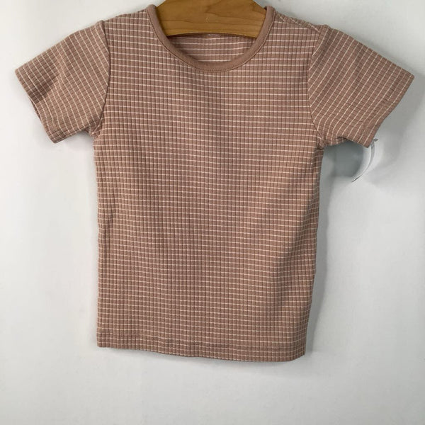 Size 3-4: Tan/White Checkered T-Shirt